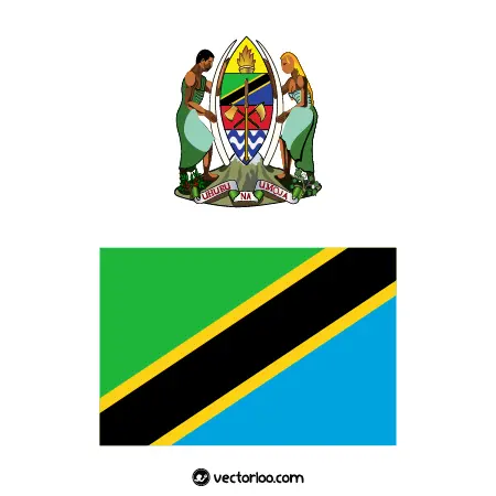 وکتور پرچم کشور تانزانیا با نشان ملی 1