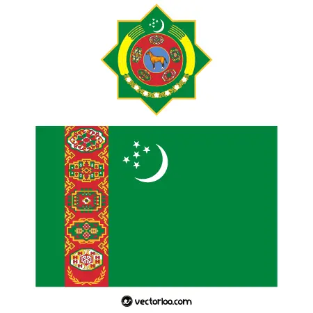 وکتور پرچم کشور ترکمنستان با نشان ملی 1