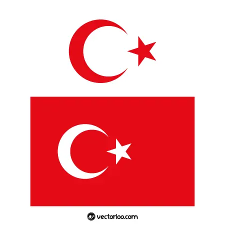 وکتور پرچم کشور ترکیه با نشان ملی 1