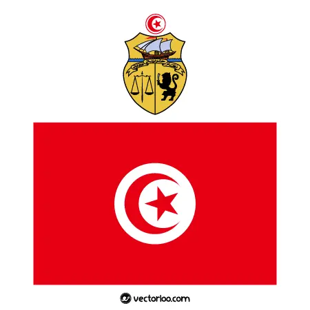 وکتور پرچم کشور تونس با نشان ملی 1