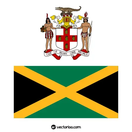 وکتور پرچم کشور جامائیکا با نشان ملی 1