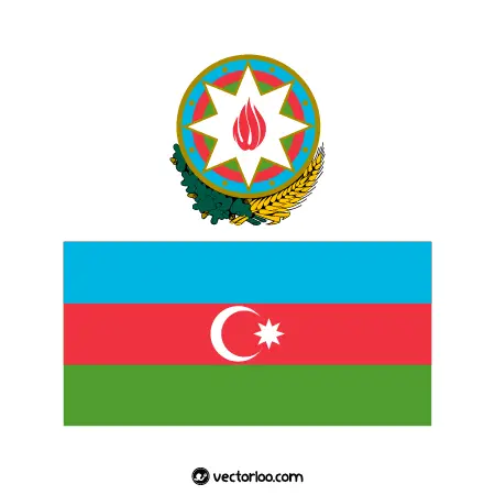 وکتور پرچم کشور جمهوری آذربایجان با نشان ملی 1