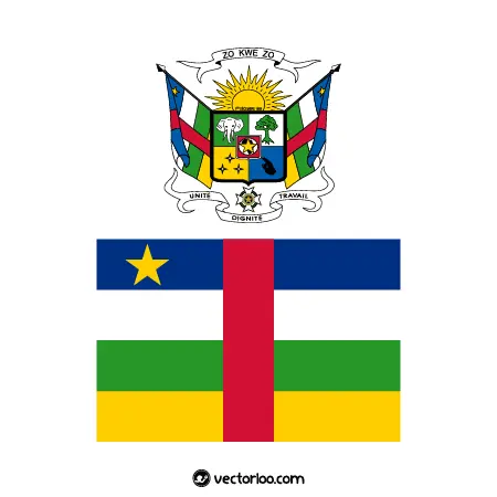 وکتور پرچم کشور جمهوری آفریقای مرکزی با نشان ملی 1