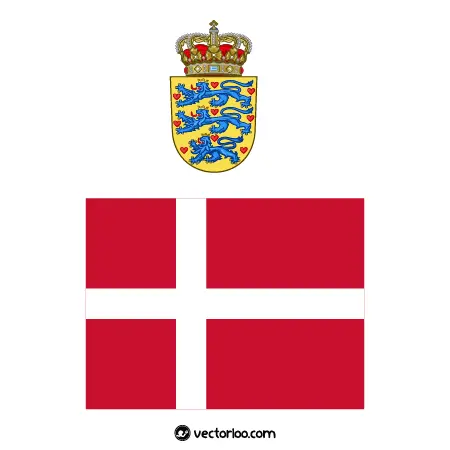 وکتور پرچم کشور دانمارک با نشان ملی 1