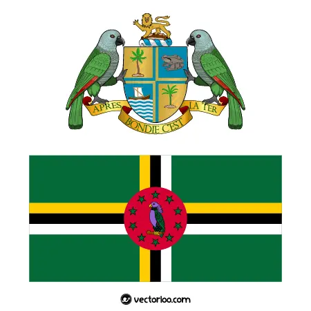 وکتور پرچم کشور دومینیکا با نشان ملی 1