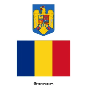 وکتور پرچم کشور رومانی با نشان ملی 1