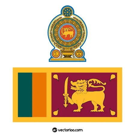 وکتور پرچم کشور سری‌لانکا با نشان ملی 1