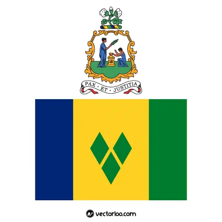 وکتور پرچم کشور سنت وینسنت و گرنادین‌ها با نشان ملی 1