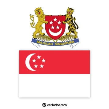 وکتور پرچم کشور سنگاپور با نشان ملی 1