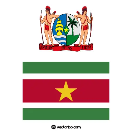 وکتور پرچم کشور سورینام با نشان ملی 1