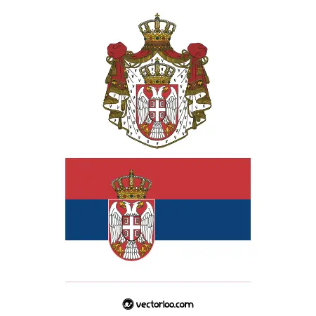 وکتور پرچم کشور صربستان با نشان ملی 1