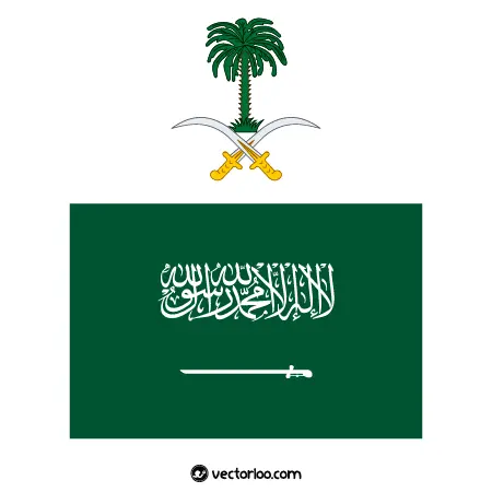 وکتور پرچم کشور عربستان سعودی با نشان ملی 1