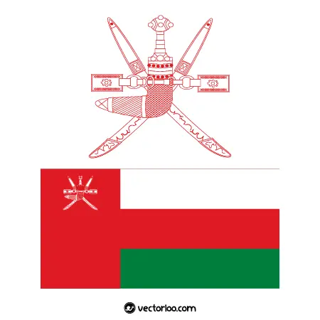 وکتور پرچم کشور عمان با نشان ملی 1