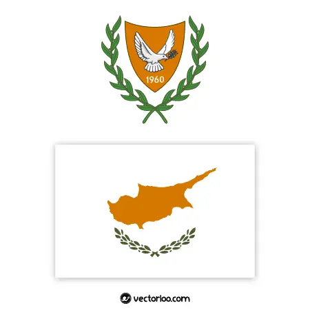 وکتور پرچم کشور قبرس با نشان ملی 1