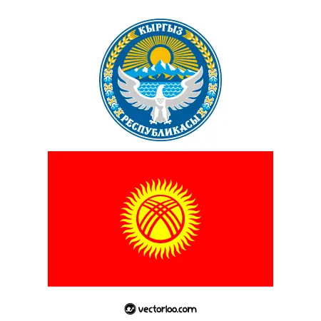 وکتور پرچم کشور قرقیزستان با نشان ملی 1