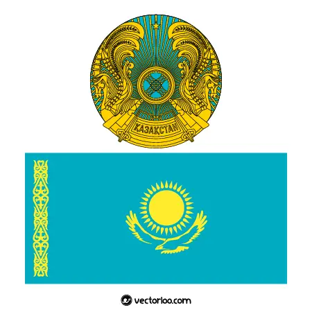 وکتور پرچم کشور قزاقستان با نشان ملی 1