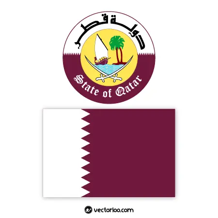 وکتور پرچم کشور قطر با نشان ملی 1