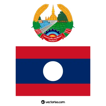 وکتور پرچم کشور لائوس با نشان ملی 1