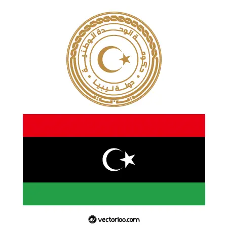 وکتور پرچم کشور لیبی با نشان ملی 1