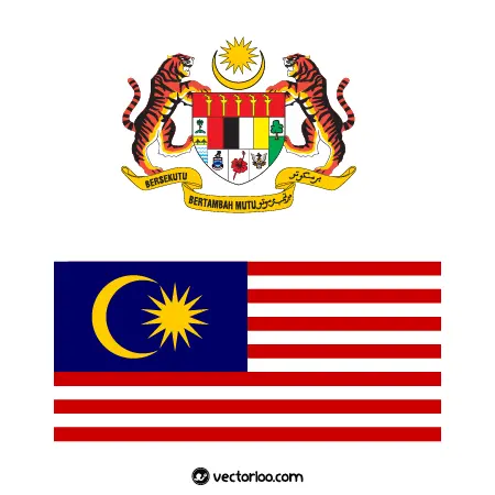 وکتور پرچم کشور مالزی با نشان ملی 1