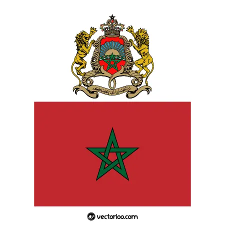 وکتور پرچم کشور مراکش با نشان ملی 1