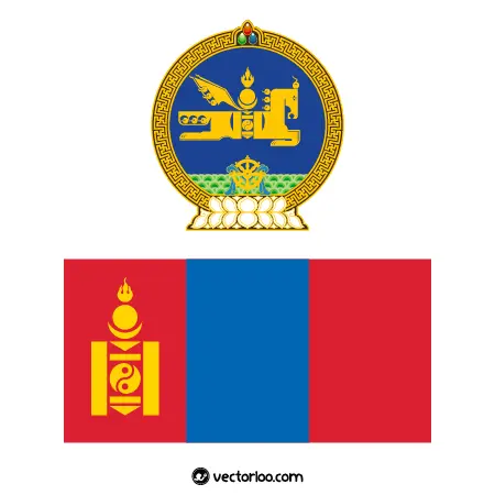 وکتور پرچم کشور مغولستان با نشان ملی 1