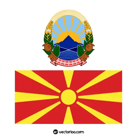 وکتور پرچم کشور مقدونیه شمالی با نشان ملی 1