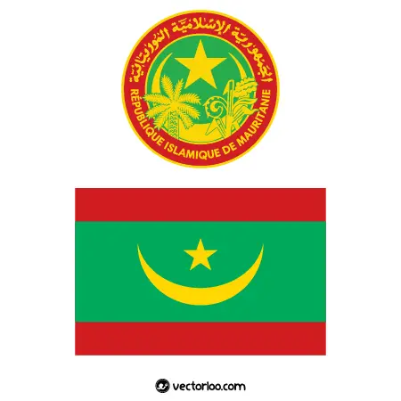 وکتور پرچم کشور موریتانی با نشان ملی 1