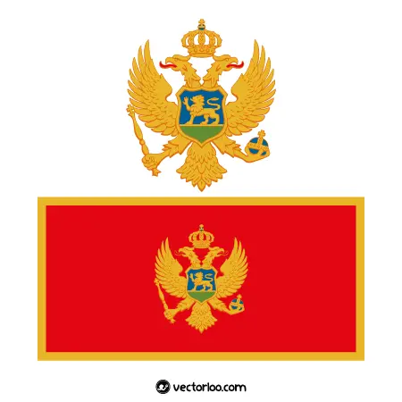وکتور پرچم کشور مونته‌نگرو با نشان ملی 1
