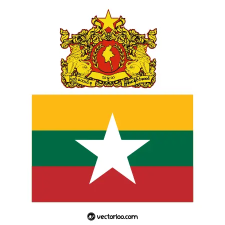 وکتور پرچم کشور میانمار با نشان ملی 1