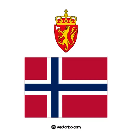 وکتور پرچم کشور نروژ با نشان ملی 1