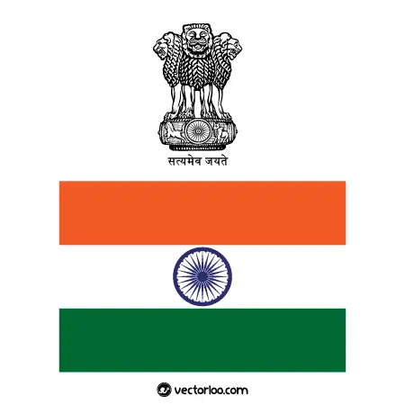 وکتور پرچم کشور هند با نشان ملی 1