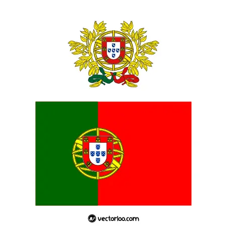 وکتور پرچم کشور پرتغال با نشان ملی 1