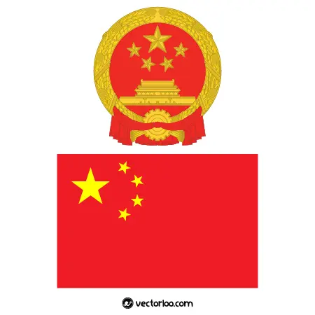وکتور پرچم کشور چین با نشان ملی 1