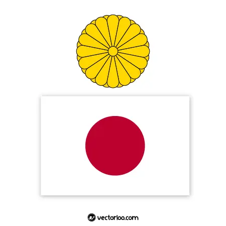 وکتور پرچم کشور ژاپن با نشان ملی 1