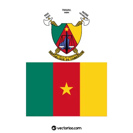 وکتور پرچم کشور کامرون با نشان ملی 1