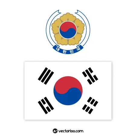 وکتور پرچم کشور کره جنوبی با نشان ملی 1