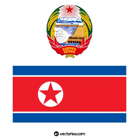 وکتور پرچم کشور کره شمالی با نشان ملی 1