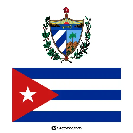 وکتور پرچم کشور کوبا با نشان ملی 1