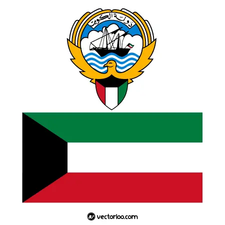 وکتور پرچم کشور کویت با نشان ملی 1