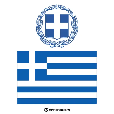 وکتور پرچم کشور یونان با نشان ملی 1