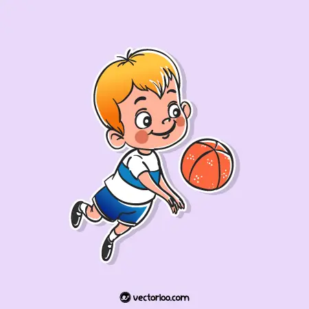 وکتور پسر بچه در حال بازی با توپ بسکتبال 1