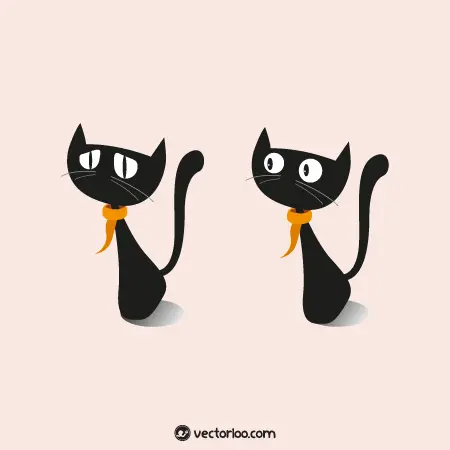 وکتور گربه سیاه کارتونی در دو طرح متفاوت 1