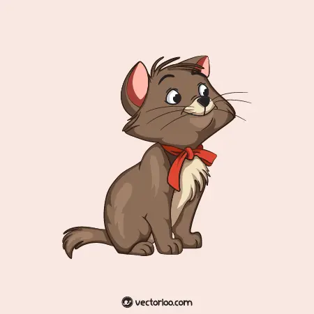 وکتور گربه کارتونی با پاپیون قرمز 1