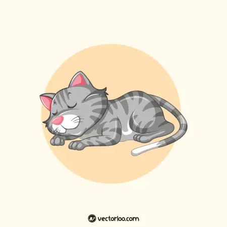 وکتور گربه کارتونی نازنین در حال خواب 1