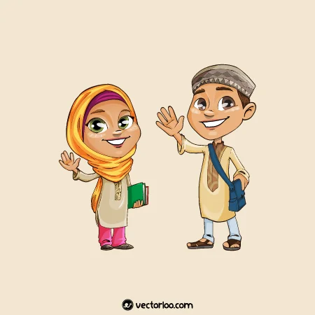 وکتور دختر و پسر بچه مسلمان کارتونی 1