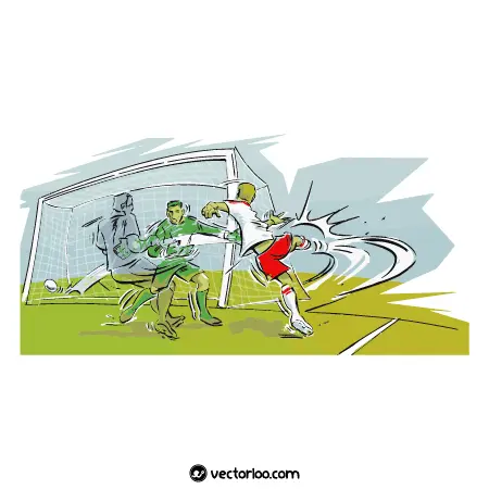 وکتور فوتبالیست در حال گل زدن کارتونی 1