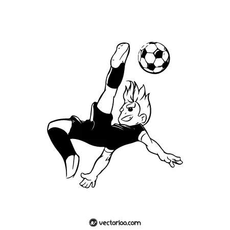 وکتور فوتبالیست کارتونی سیاه و سفید 1
