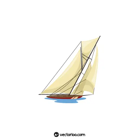 وکتور قایق قرمز با بادبان بزرگ سفید 1