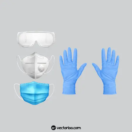 وکتور ماسک و عینک و دستکش پزشکی 1